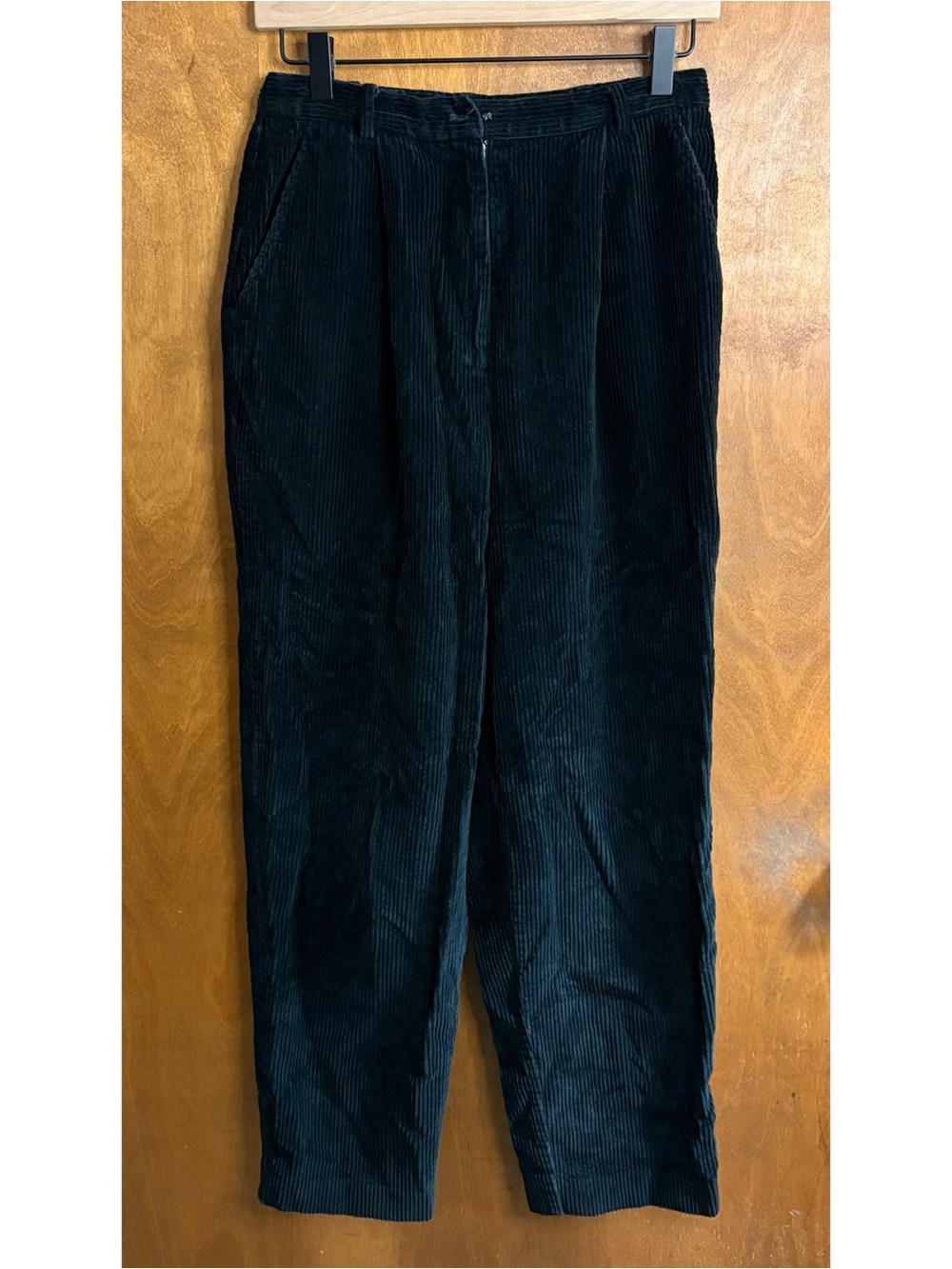 Garnet Hill Black Corduroy High Rise Straight Leg Pants Slouchy Baggy 6 Academia